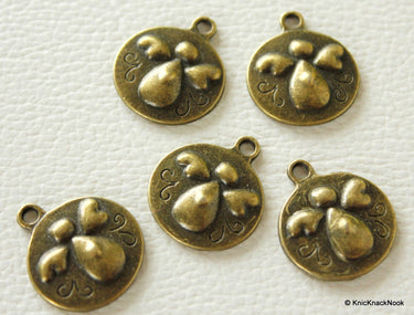 5 x Angel Disc Bronze Tone Charms